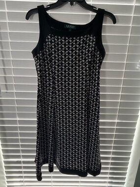 Ralph Lauren Black Dress with White Geometric Pattern